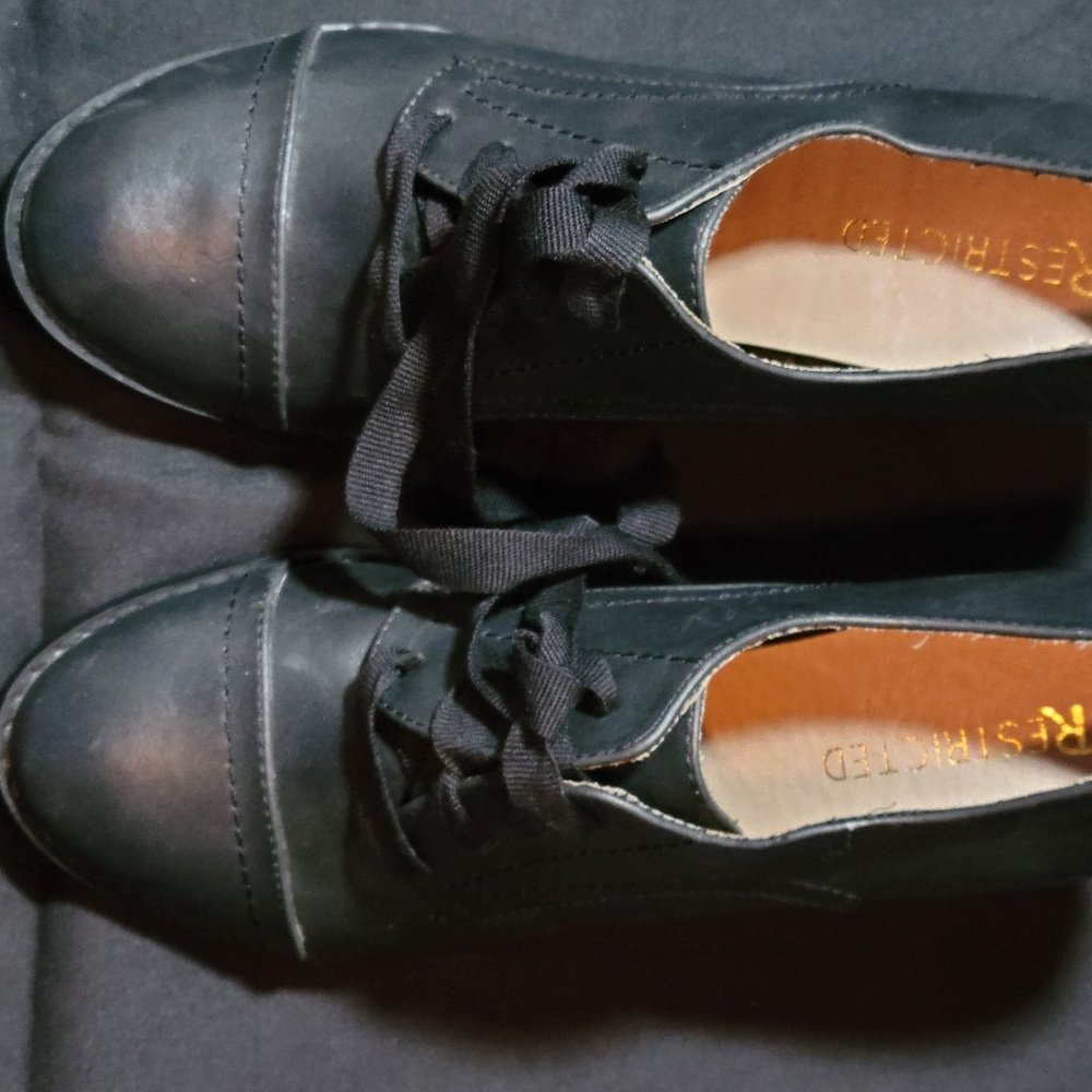 Restricted  Black Block  Heel Oxford, Lace-Up boot